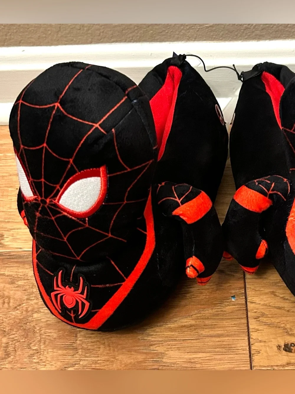 Kids' Marvel Spider-Man 3D Plush Slippers - Black Size 6 New